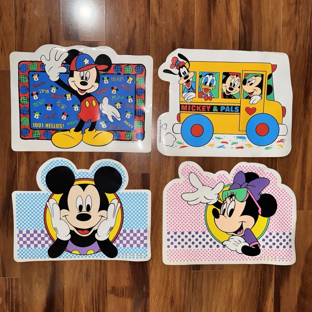 Vintage Disney Mickey Mouse PVC Placemat Lot Franco Korea Minnie Goofy